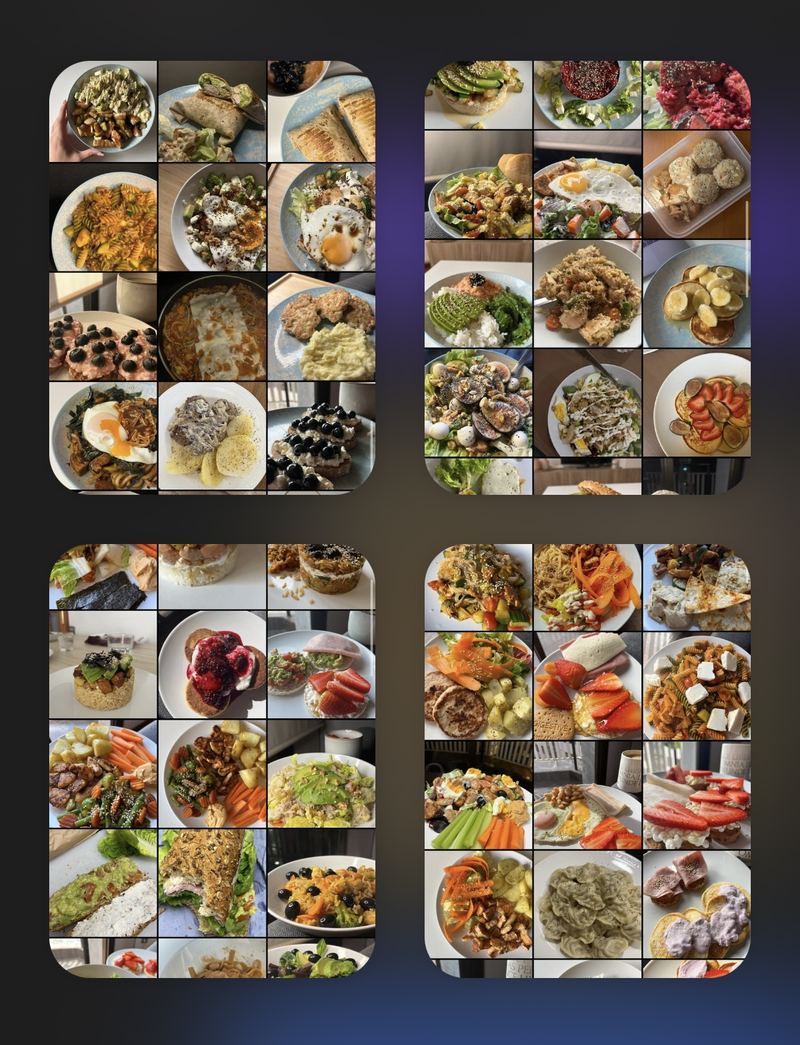 Collage de comidas reales de clientas