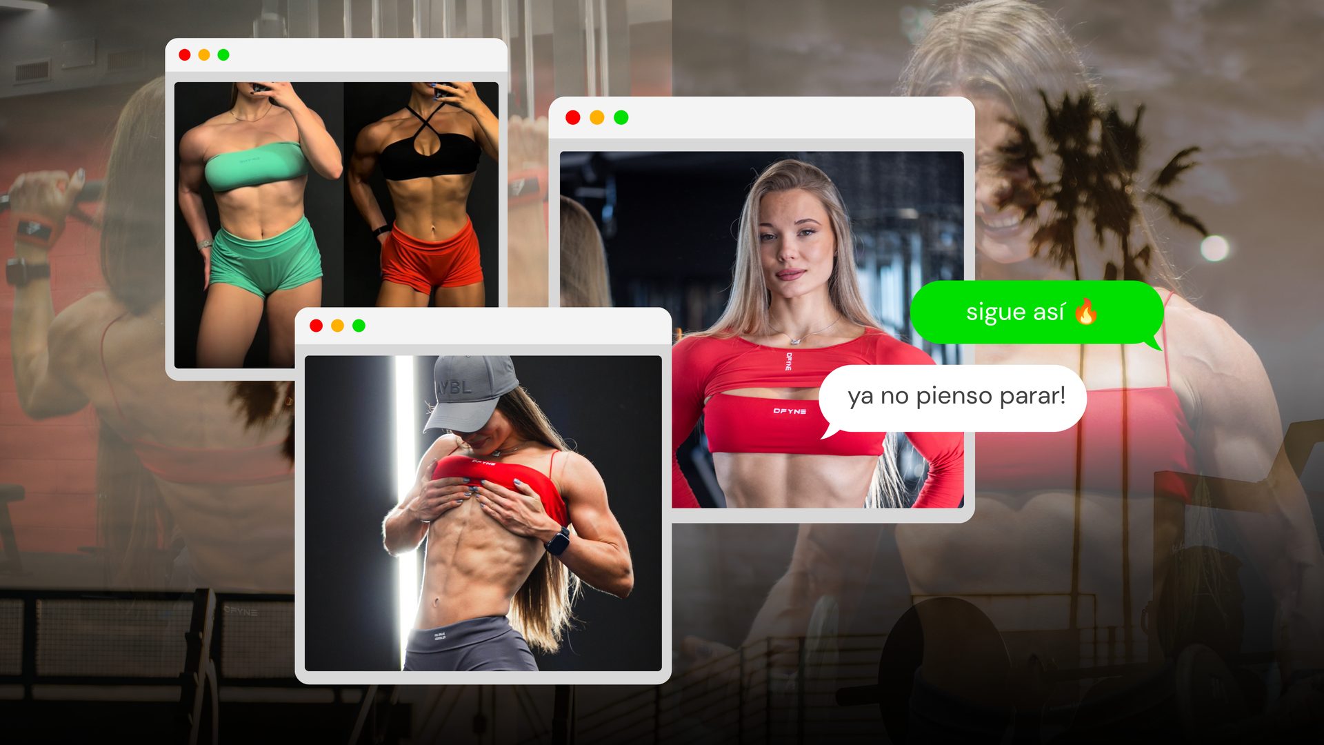 Alina, collage de fotos de entrenamiento